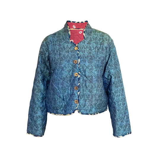 Oriental Blue Silk Quilt Jacket