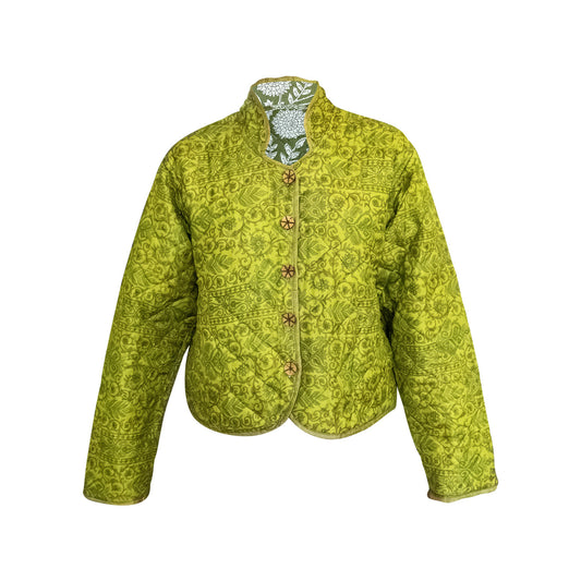 Sour Lime Silk Quilt Jacket