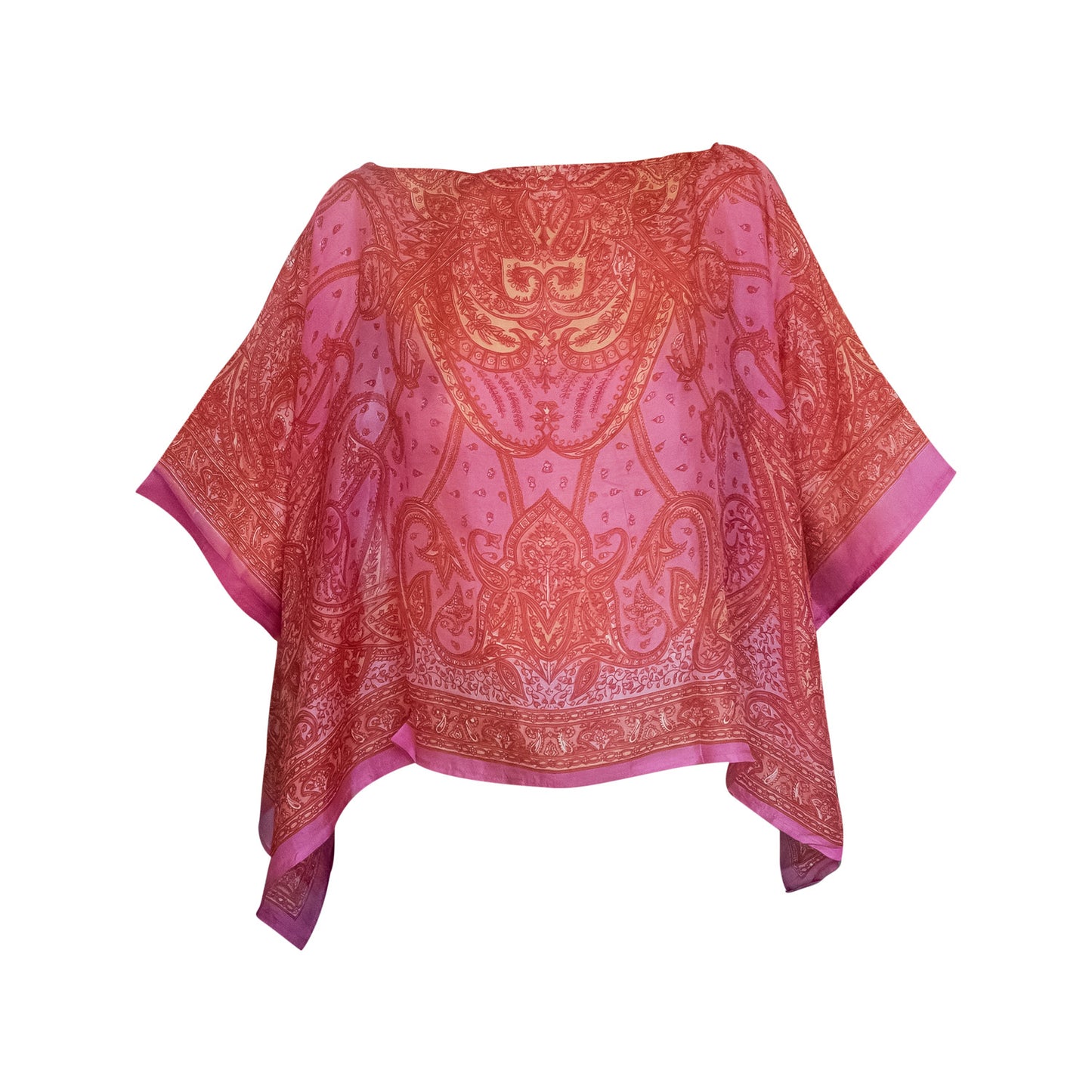 Recycled Silk Poncho - Pink Sherbet